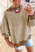 Stripe Loose Drop Shoulder Long Sleeve Top